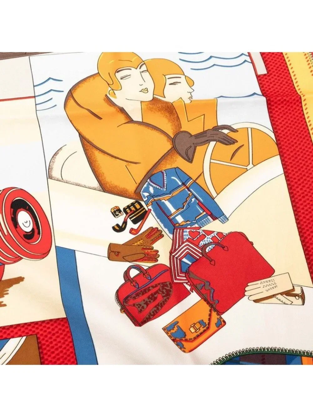 Hermes Carre 90 Confort en Automobile Car Comfort Scarf Red Multicolor Silk - Picture 4 of 8